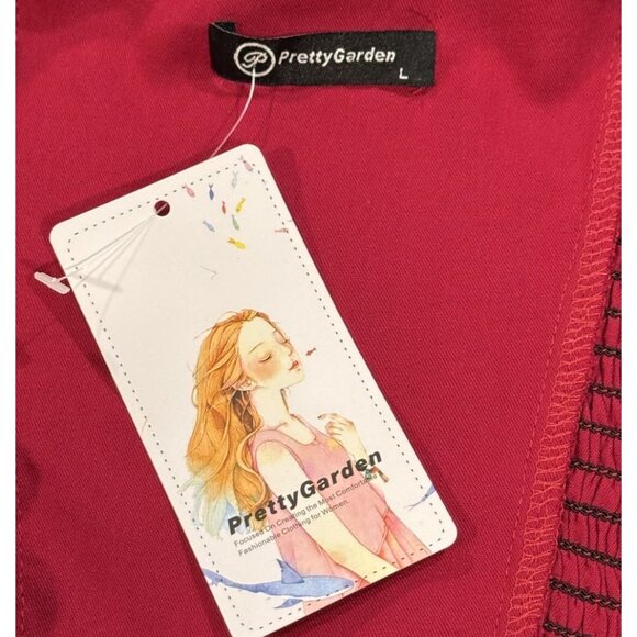 NWT PrettyGarden Summer Flowy Maxi Dress Cap Sleeve V-Neck Smocked Womens Large - Picture 8 of 13